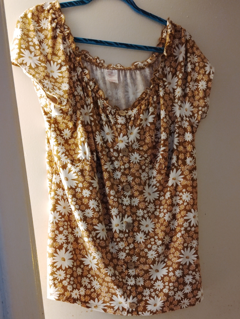 No Boundaries Brown Floral Trim Blouse